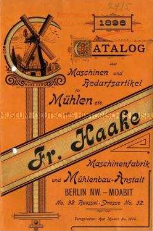 Katalog über Maschinen und Bedarfsartikel für Mühlen