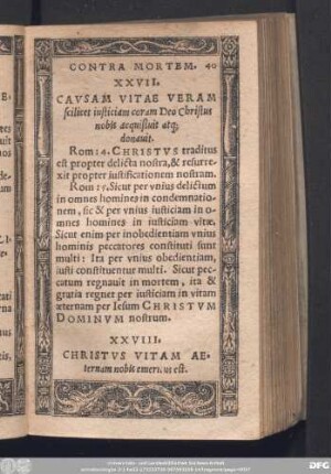 XXVIII. Christus Vitam Aeternam nobis emeritus est.