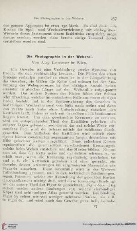 Die Photographie in der Weberei
