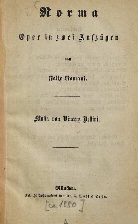 Norma : Oper in zwei Aufzügen