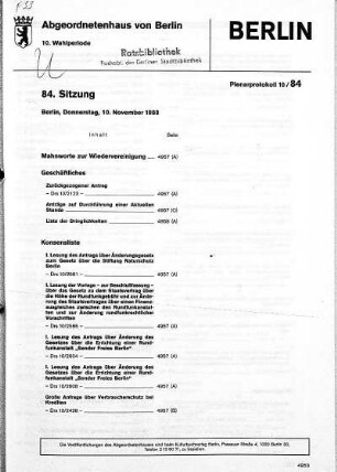 Nr. 84, 10. November 1988