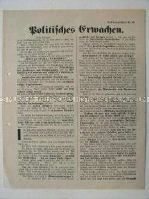 Propagandaflugblatt der Deutschen Erneuerungs-Gemeinde mit einem offenen Brief eines Arbeiters für "wahrhaften und gerechten Sozialismus"