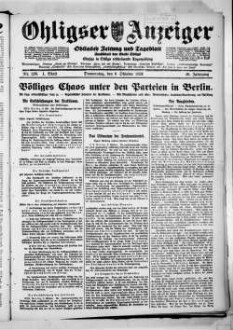 Ohligser Anzeiger : Ohligser Zeitung und Tageblatt ; einzige in Ohligs erscheinende Tageszeitung