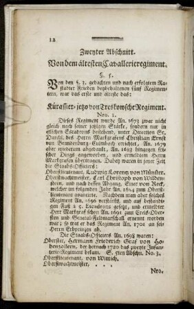 Zweyter Abschnitt. Von dem ältesten Cavallerieregiment.