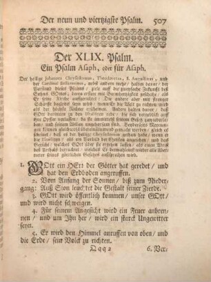 Der XLIX. Psalm. Ein Psalm Asaph, oder für Asaph.