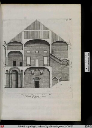 Taglio per fianco della parte Interiore dal altro capo della sala grande verso la loggia et tramontana del Palazzo D.