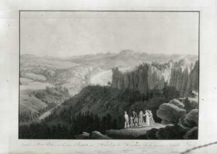 Gegend von Neu-Rathen : Gegend von Neu-Rathen und die ganze Bergkette vom Winterberge bis Königstein (...), Zeichnung