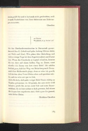 An Gleim Wandsbeck, den 30. Januar 1776