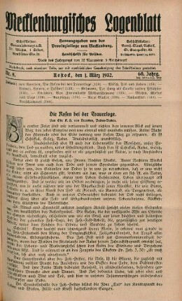 Nr. 8. Rostock, den 1. März 1932. 60. Jahrg.