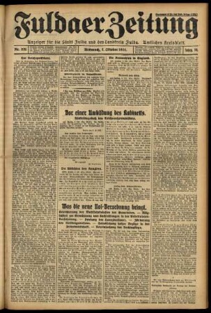 Erste Ausgabe vom Mittwoch, den 07. Oktober 1931.