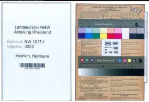 Entnazifizierung Hermann Herrlich , geb. 15.02.1875 (Versandleiter)