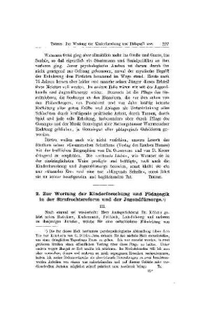 Zur Wertung der Kinderforschung und Pädagogik in der Strafrechtsreform und der Jugendfürsorge : III.