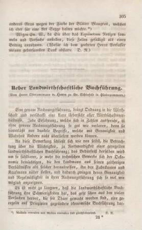 Ueber Landwirthschaftliche Buchführung.