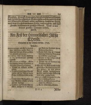 Am Fest der Himmelfahrt JEsu Christi.