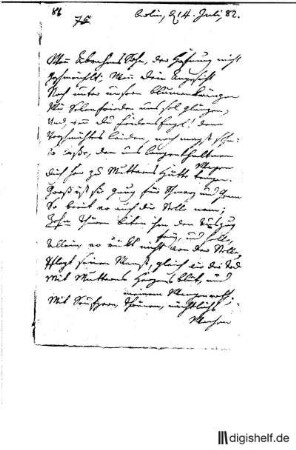 86: Brief von Caroline von Klencke an Johann Wilhelm Ludwig Gleim