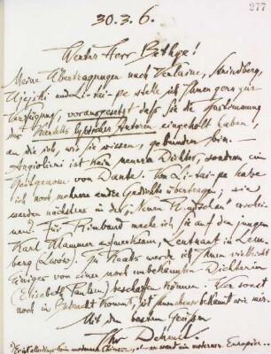 Brief an Hans Bethge