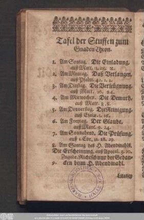 Tafel der Stuffen zum Gnaden Thron.