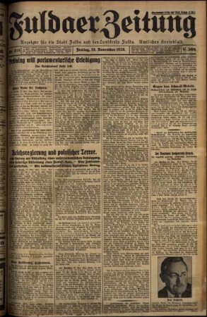 Erste Ausgabe vom Freitag, den 28. November 1930.