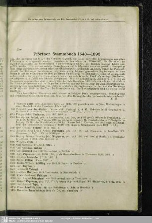 Berichtigende und ergänzende Mitteilungen zum Pförtner Stammbuch 1543 - 1893