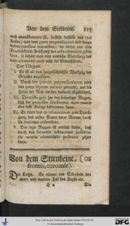 21. Von dem Stirnbeine - 30. Von dem untern Kinbakken oder Kiefer.