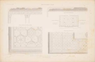 Hotel Soltykoff, Paris: Grundriss Ballsaal, Ansichten, Details Decken (aus: Atlas zur Zeitschrift für Bauwesen, hrsg. v. G. Erbkam, Jg. 7, 1857)