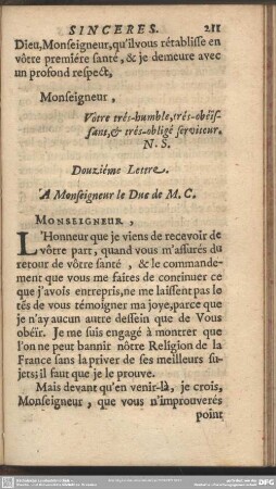 Douzième Lettre