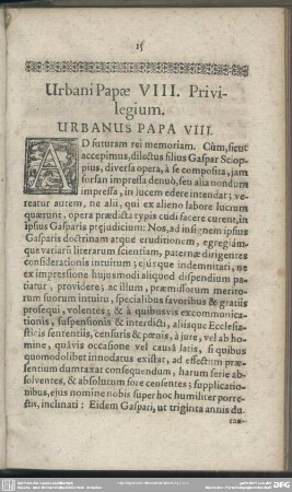 Urbani Papae VIII. Privilegium