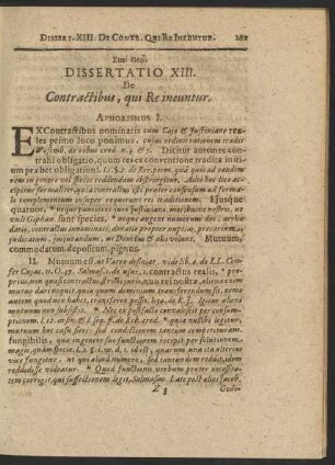 Dissertatio XIII. De Contractibus, qui Re ineuntur