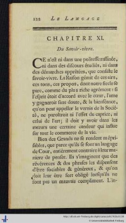 Chap. XI. Du Savoir-vivre.