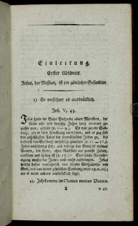 Erster Abschnitt. Jesus, der Messias, ist ein göttlicher Gesandter.