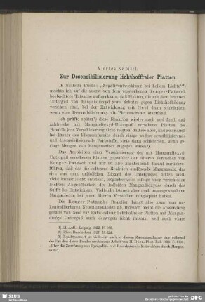 Viertes Kapitel - Zur Desensibilisierung lichthoffreier Platten