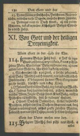 XI. Von Gott und der heiligen Dreyeinigkeit