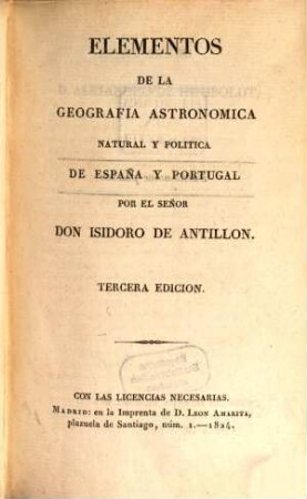Elementos de la geografia astronomica natural y politica de Espana y Portugal