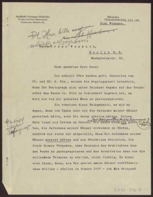 Schreiben an Ernst Wasmuth (Brief)
