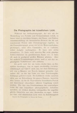 Die Photographie bei künstlichem Licht.