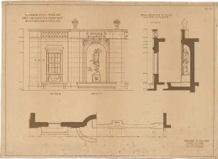Bestelmeyer, German; Cambridge (Massachusetts, USA); Germanisches Museum der Harvard University - Ostfassade, Fenster und Nische (Detail; Ansicht; Schnitte)