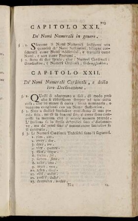 Capitolo XXI. De' Nomi Numerali in genere