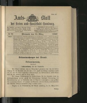 No. 71, 31. März 1920