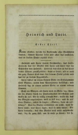 Heinrich und Lucie. Erster Theil