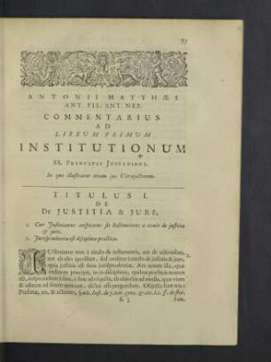 Titulus I. De justitia & jure.