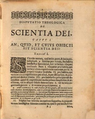 Disputatio Theologica De Scientia Dei