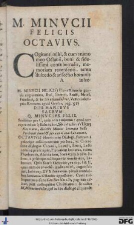 M. Minucii Felicis Octavius.