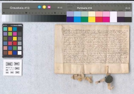 Dietrich von Wickede macht bekannt, daß ihm Abt Anton erlaubt hat, das Manngut Vridagsgut, gelegen zu Aplerbeck, zu verkaufen. Dietrich hat dem Abt dafür das Gut Barenbroick zu Sölde im Kirchspiel Aplerbeck (Appeldornbecke) angewiesen, daß er nun wieder als Mannlehen empfangen hat und weswegen er gehuldigt hat. - Es siegeln der Aussteller und der Drost zu Werden Jorien Asschebroick (Asschen-). - Gegeven ... des dinxdages na dem Sonnentage Letare.