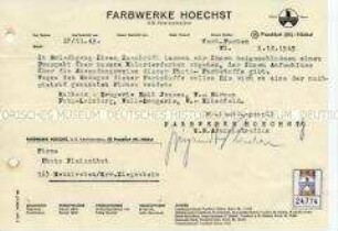 Sammlung von Rechnungen für den Bezug von Foto-Materialien und -Ausrüstungen - Nachlass