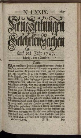 N. LXXIX. Leipzig, den 2 October. - N. LXXXVII. Leipzig, den 30 October.