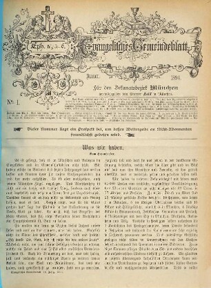 Evangelisches Gemeindeblatt für den Dekanatsbezirk München. 3. 1894