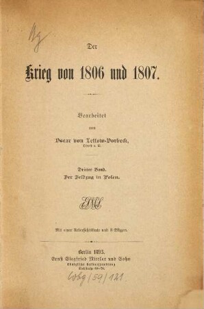 Der Krieg von 1806 und 1807, 3. Der Feldzug in Polen
