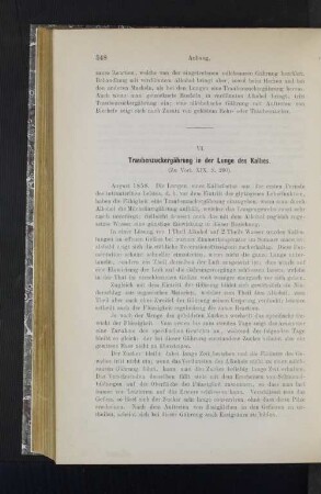 VI. Traubenzuckergährung in der Lunge des Kalbes.