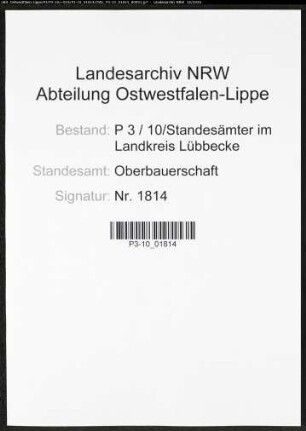 Sterberegister Standesamt Oberbauerschaft