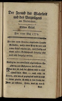 Eilftes Stück. Den 21ten May 1773.